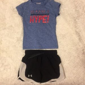 Under armour shirt and shorts set